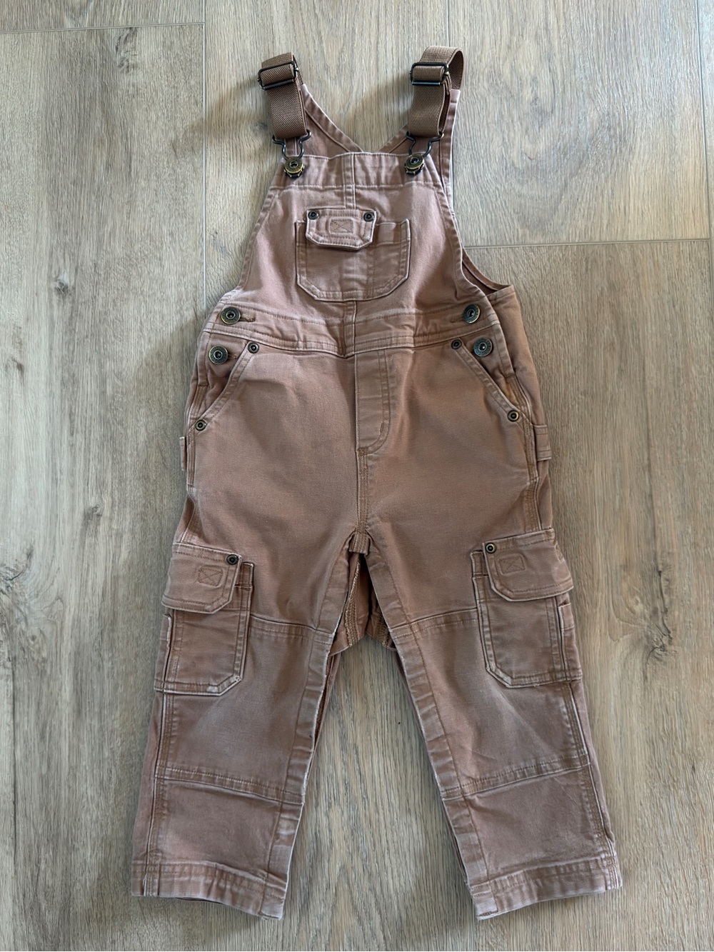 Duluth Trading Co Kids DuluthFlex Fire Hose Bib Overalls Brown Size 3T - Picture 2 of 13